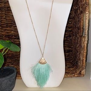 Anthropologie style tassel necklace long